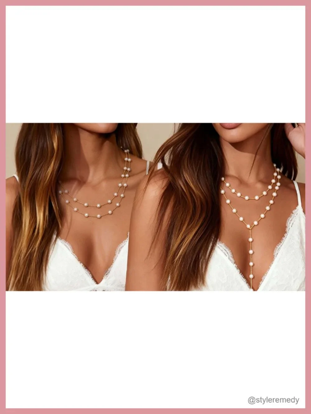 18K Gold Plated Layered Pearl Choker Necklace Dainty White Pearls